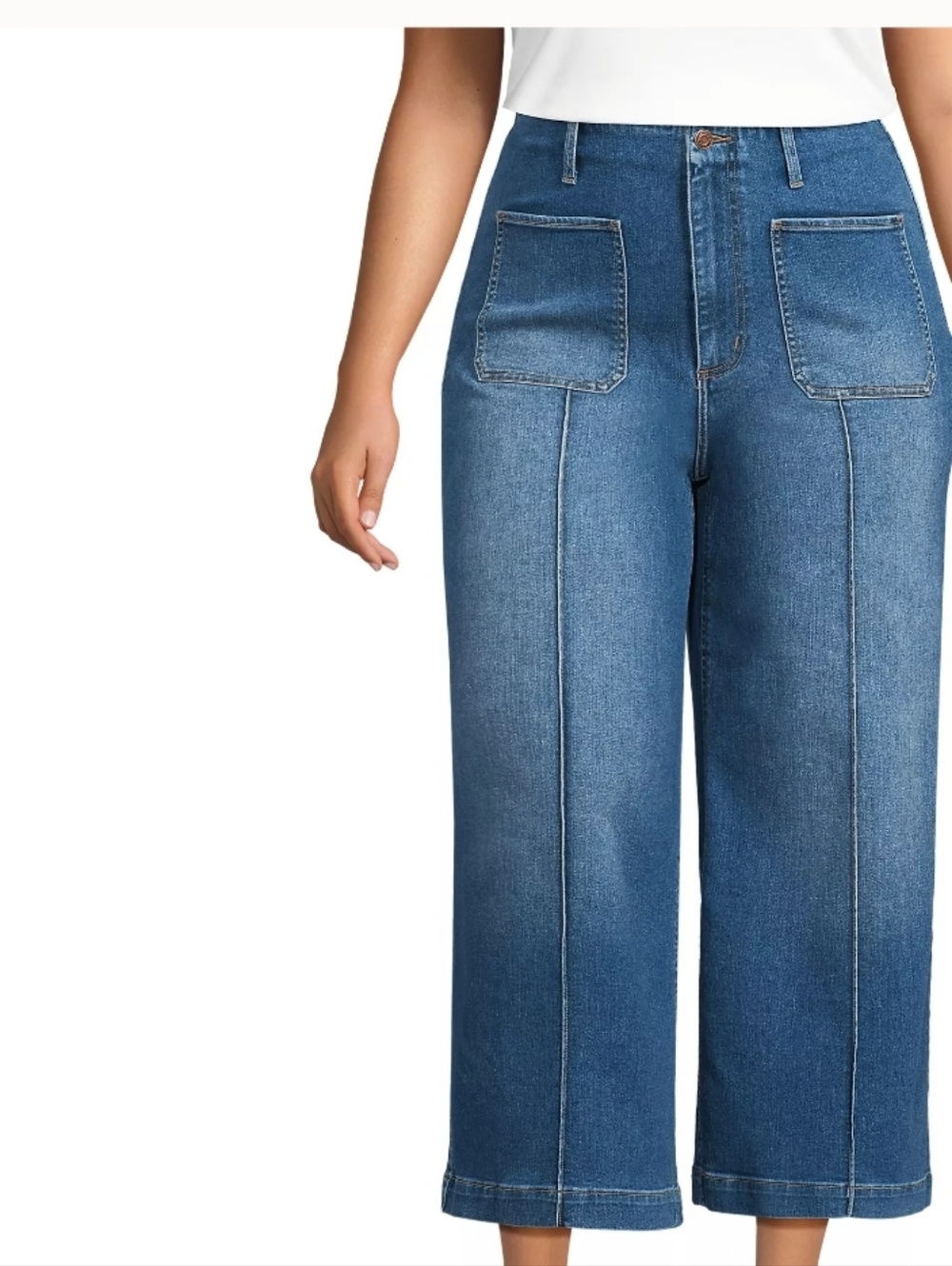 Lands' End Women's Size 20 Denim,High Rise, Patch Pocket, Extra Wide Leg Crop